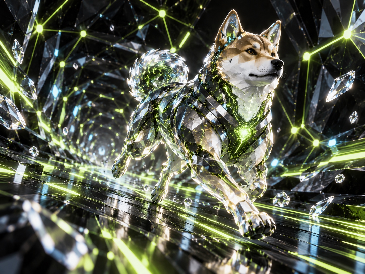 Silicon Inu running through a crystalline blockchain tunnel